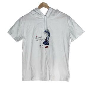 Unbranded Hooded Graphic Printed Short Sleeve Tee Shirt Size S Girly Kitten Cat